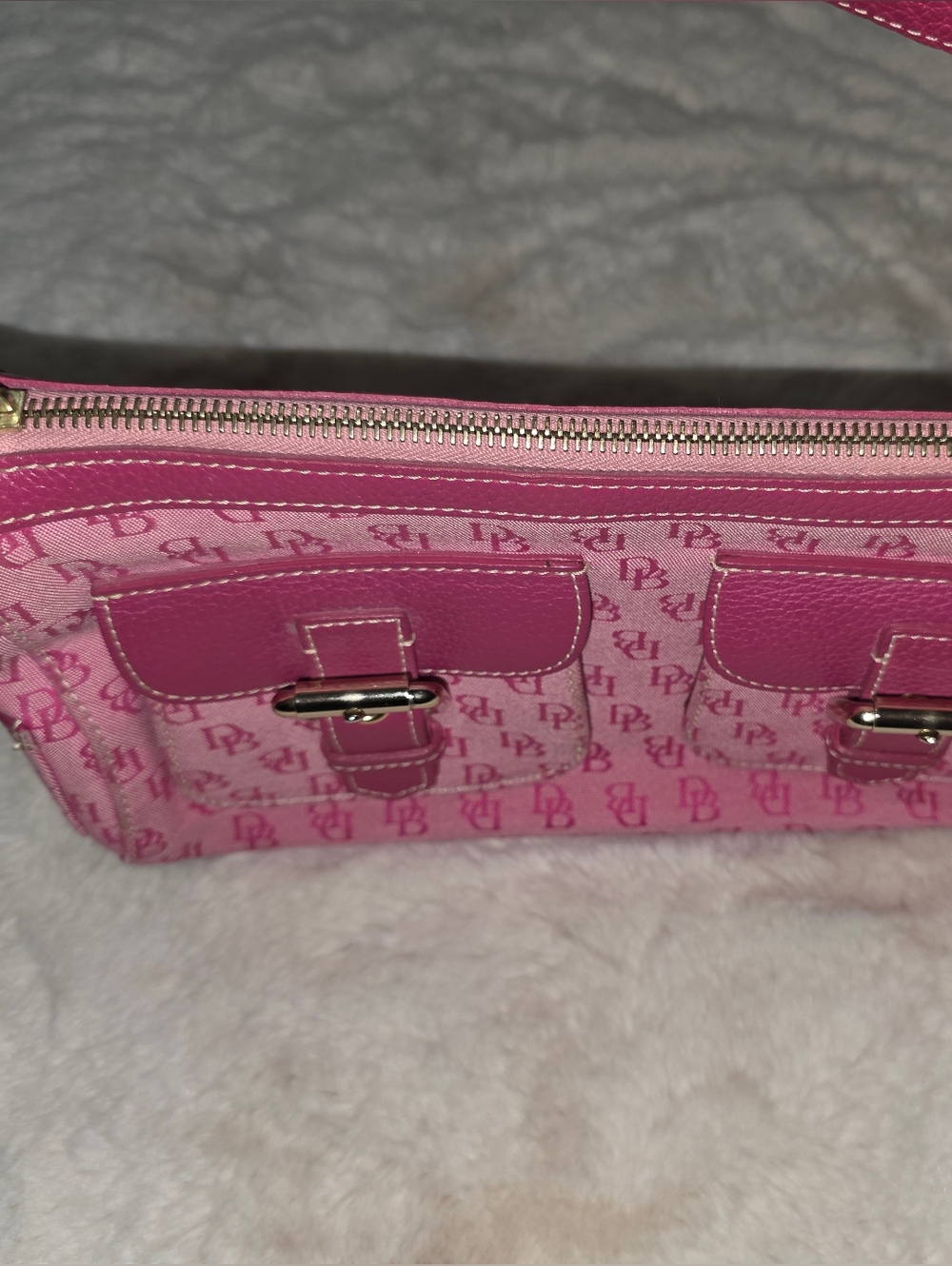 Dooney and Bourke Pink Y2K Monogram Vintage Shoulder Bag - Picture 7 of 12